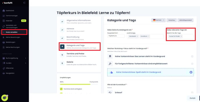 Kurse für Kinder Tag